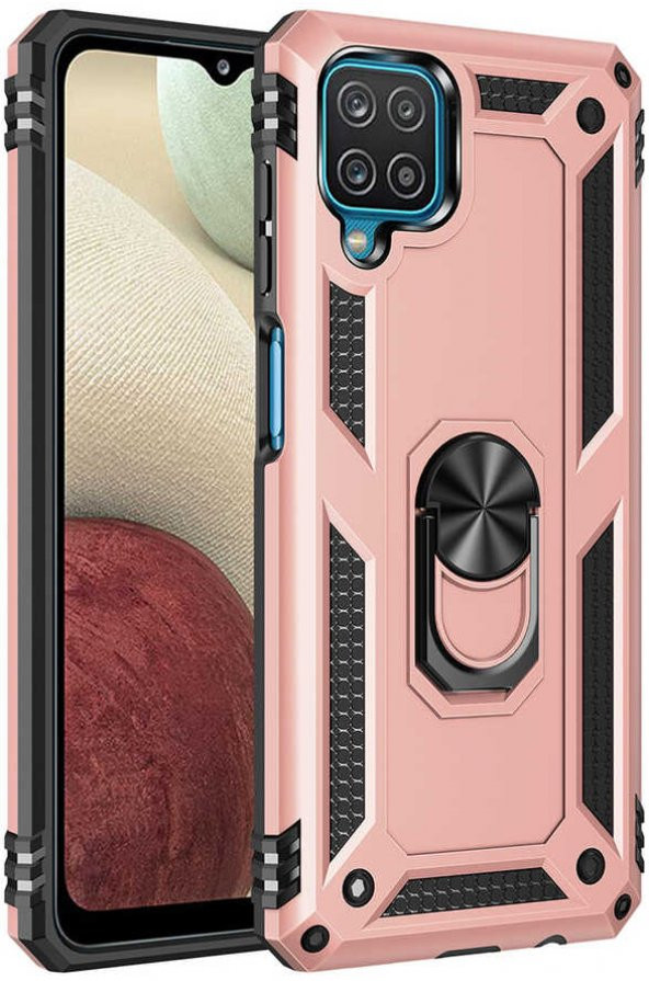 Samsung Galaxy M32 Kılıf Yüzüklü Standlı Tank Zırh Silikon - 4