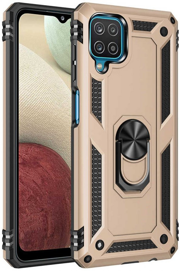 Samsung Galaxy M32 Kılıf Yüzüklü Standlı Tank Zırh Silikon - 6