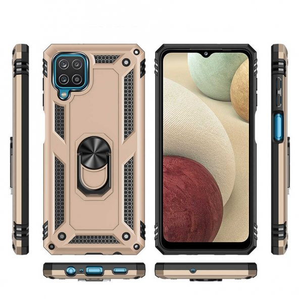 Samsung Galaxy M32 Kılıf Yüzüklü Standlı Tank Zırh Silikon - 11