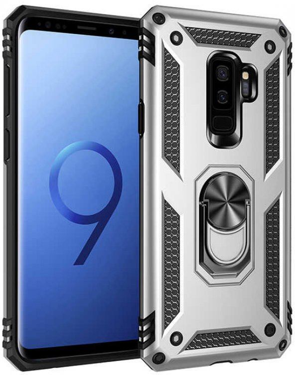 Samsung Galaxy S9 Plus Kılıf Yüzüklü Standlı Tank Zırh Silikon