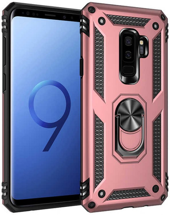 Samsung Galaxy S9 Plus Kılıf Yüzüklü Standlı Tank Zırh Silikon - 4