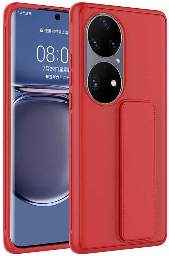 Huawei P50 Pro Kılıf Standlı Mat Pürüzsüz Kapak