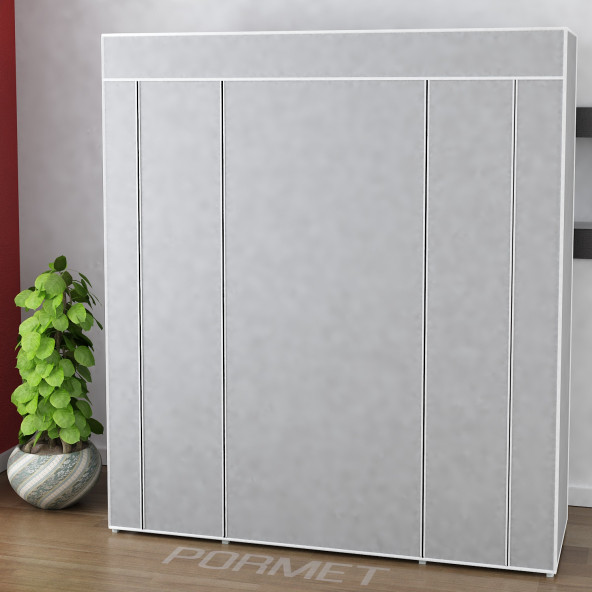 Bez Dolap Plastik Profilli 12 Raf + 60cm Askı Portatif Dolap - Resim 2