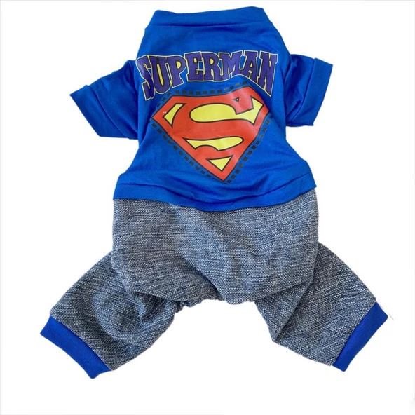 Superman Penye Tulum Köpek Tulumu Köpek Elbisesi - 5