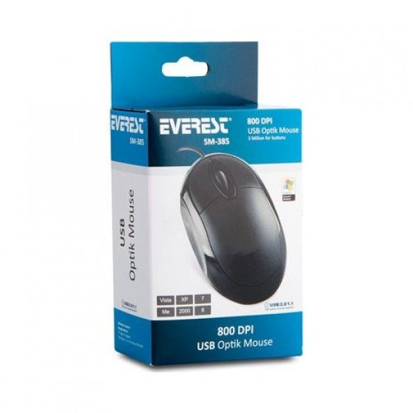 EVEREST SM-385 KABLOLU USB MOUSE,SİYAH - 4