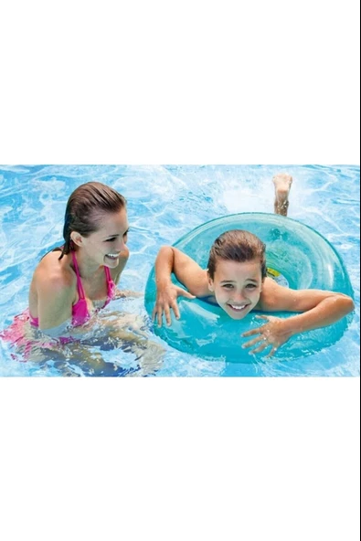 Şeffaf Jumbo Şişme Simit 76 Cm Mavi