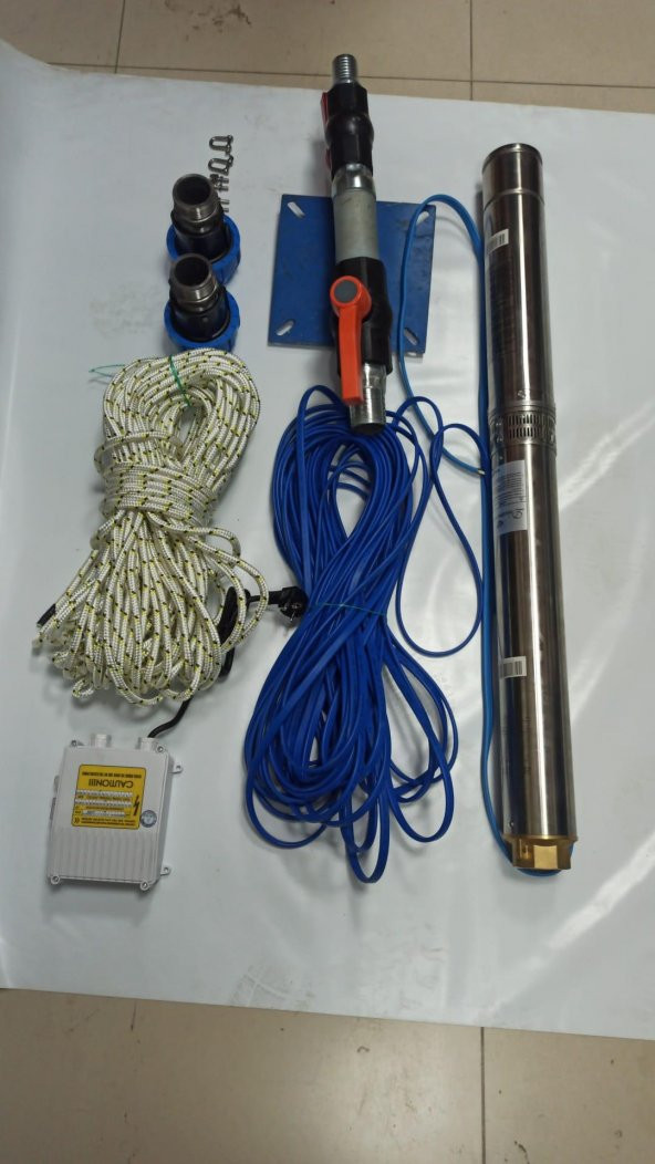 4SDM2/16 1HP ALARKO 35 MT YASSI KABLOLU VE PANOLU 70 MT HALATLI ÇİFT VANALI AKITMA BAŞLIKLI MONOFAZE TAKIM DALGIÇ POMPA