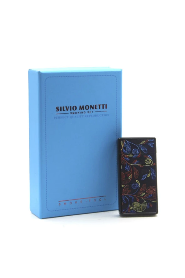 Silvio Monetti Siyah Desenli Gazlı Çakmak