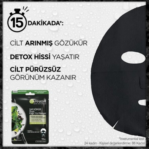 Garnier Skin Naturals Kömürlü Kağıt Yüz Maskesi Siyah Yosun - Resim 3