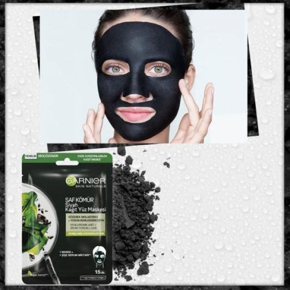 Garnier Skin Naturals Kömürlü Kağıt Yüz Maskesi Siyah Yosun - Resim 4