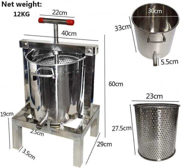 Fenglin TFP 20 Paslanmaz Çelik Meyve Sıkma Presi 20 lt - 3