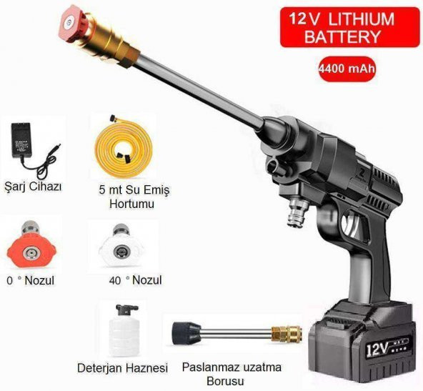 Taşınabilir Akülü Yıkayıcı 12v Yüksek Basınçlı 156w 22 Bar Lityum Pil - 2