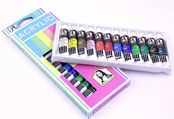 Akrilik Boya 12 Renk 12 ml Tüp 1 Paket Akrilik Boya Seti 12 li - 2