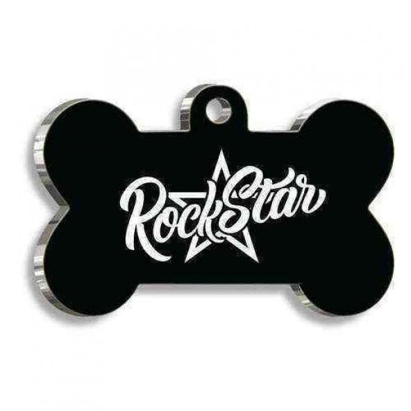 Rock Star Siyah Kedi Köpek Künyesi