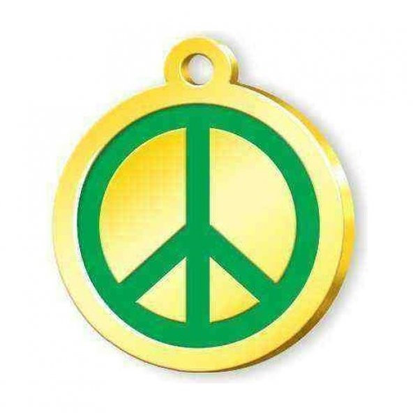 Altın Kaplama Dünya Barışı Künye - Yeşil