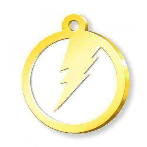 Altın Kaplama Şimşekli Künye - Beyaz ürün görseli 1