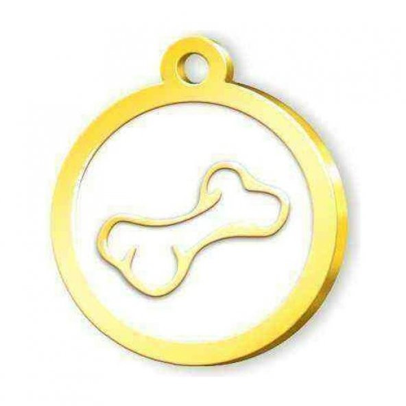 Altın Kaplama Kemik Künye - Beyaz ürün görseli 1