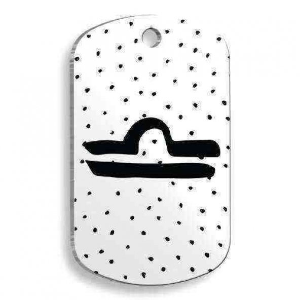 Beyaz Renk Terazi Burcu Asker Şekilli Kedi ve Köpek Künyesi