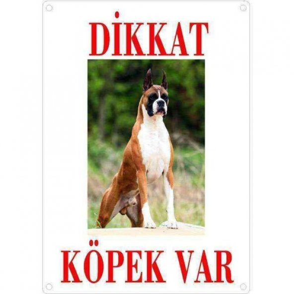 Dikkat Köpek Var Uyarı Levhası (Renkli Boxer) ürün görseli