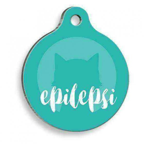 Tıbbi & Engelliler Serisi Epilepsi Kedi Mavi Yuvarlak Kedi Künyesi