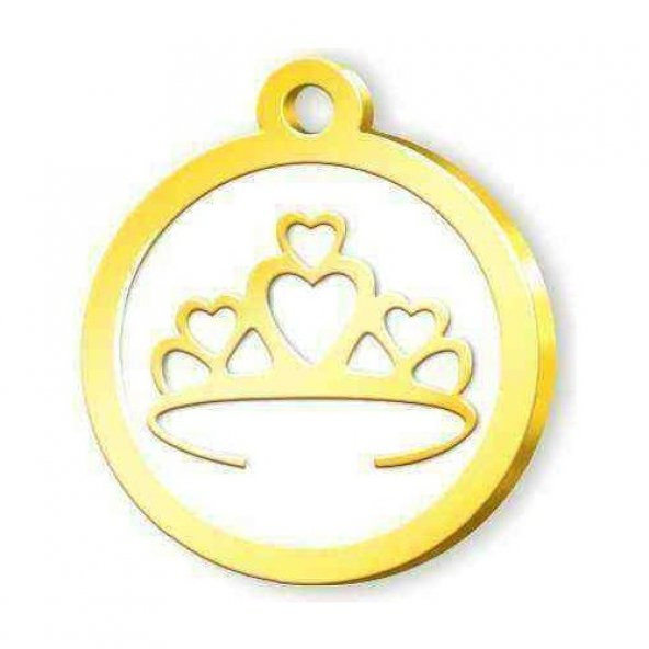 Altın Kaplama Taçlı Künye - Beyaz ürün görseli 1