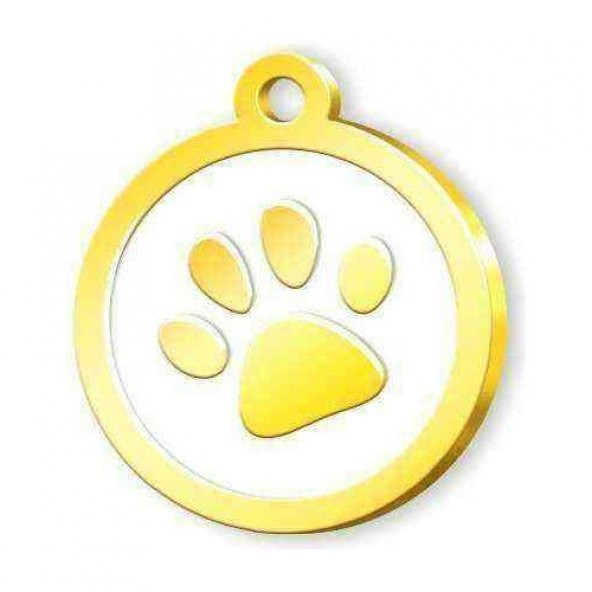 Altın Kaplama Pati Künye - Beyaz ürün görseli 1