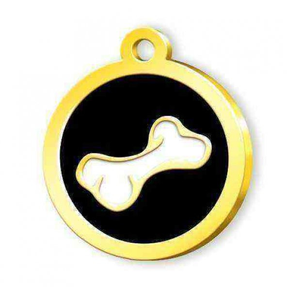 Altın Kaplama Kemik Künye - Siyah ürün görseli