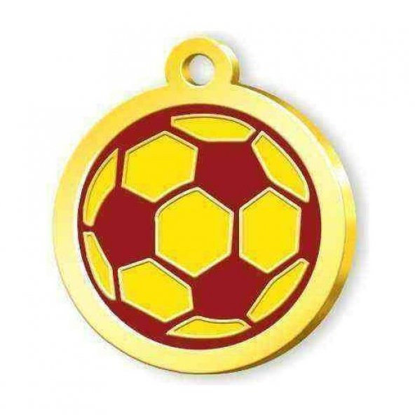 Altın Kaplama Futbol Topu Künye - Sarı Kırmızı