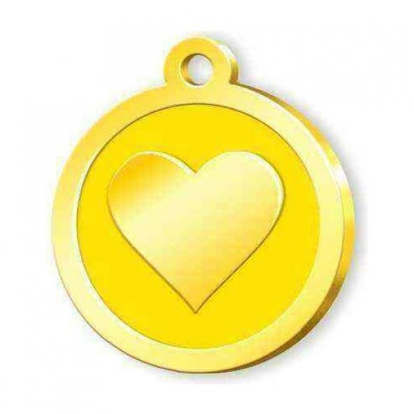 Altın Kaplama Kalp Künye - Sarı
