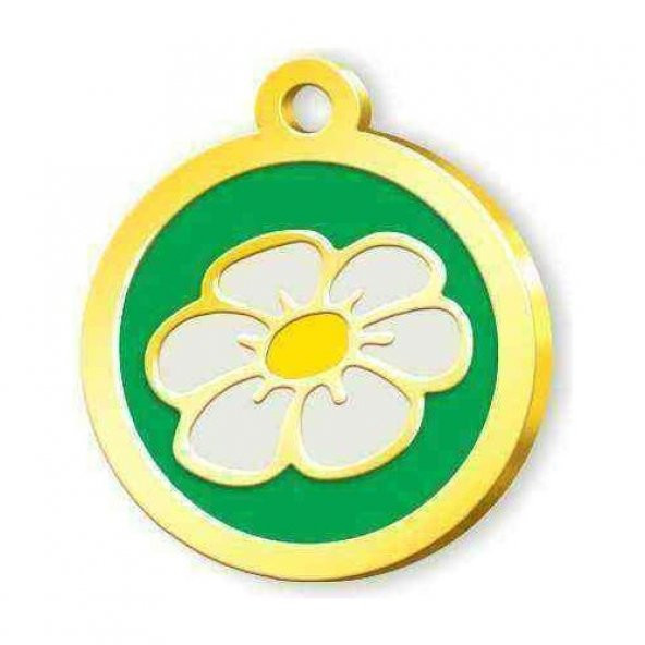 Altın Kaplama Papatya Künye - Yeşil ürün görseli 1