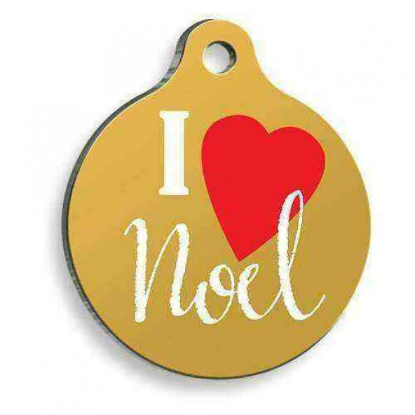 Christmas Serisi I Love Noel Yuvarlak Kedi ve Köpek Künyesi