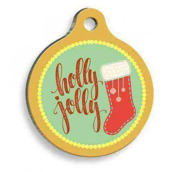 Christmas Serisi Holly Jolly Yuvarlak Kedi ve Köpek Künyesi