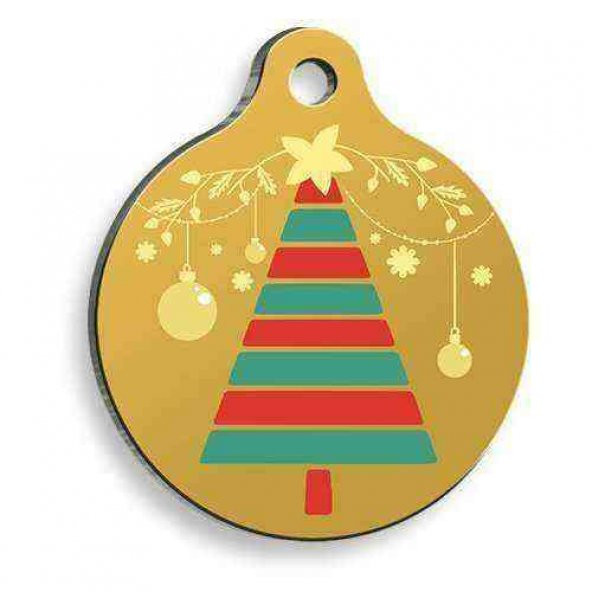 Christmas Serisi Triangle Tree Yuvarlak Kedi ve Köpek Künyesi