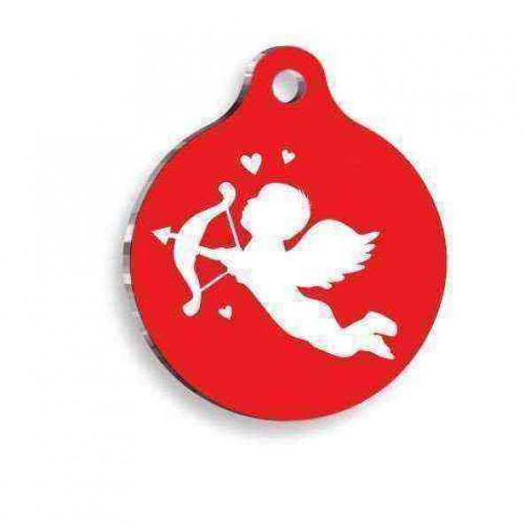 Kırmızı Eros Yuvarlak Kedi ve Köpek Künyesi ürün görseli