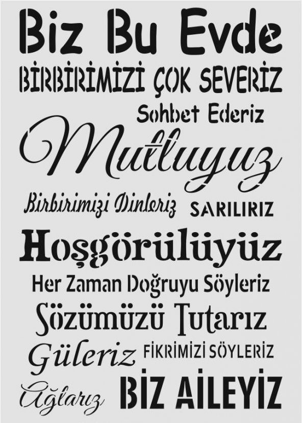 Yazı Desenler Stencil Şablon (25x35) YZ-296 ürün görseli