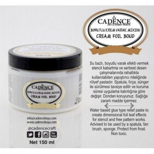 Cadence Boyutlu Krem Varak Mixion 150ML (Foil Bond) - 2