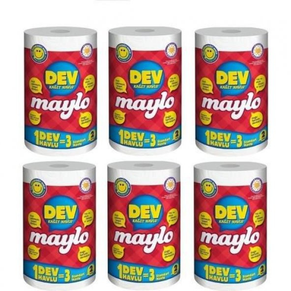 Maylo Dev Havlu 6li 300 Yaprak 2 Katlı