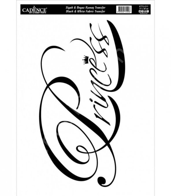 KTS-11 Siyah Beyaz Kumaş Transfer 21x30 ürün görseli 1