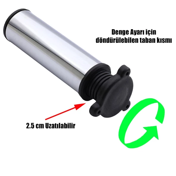 15 Cm Metal Ayarlanabilir Mobilya Kanepe Koltuk Baza Yükseltici Yükseltme Destek Ayağı Krom Ayakları - Resim 3