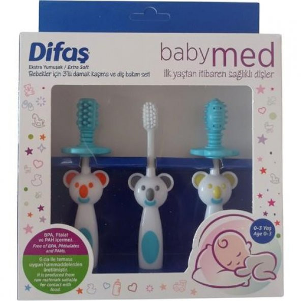 Difaş Babymed 3 Lü Bakım Seti 0-3 Yaş Mavi