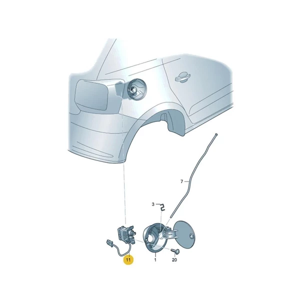 VW Polo 2010-14 Yakıt Depo Kapağı Merkezi Kilitleme Motoru 6R0810773F - 6