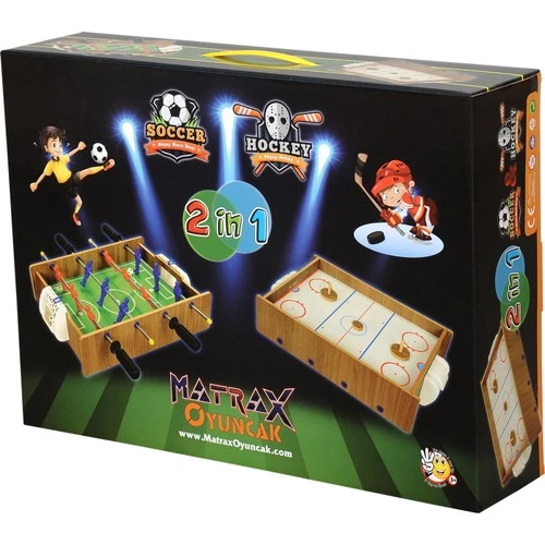 Ahşap Hokey Ve Masa Maçı ( Langırt ) Oyunu 2 Si 1 Arada Matrax - Resim 2