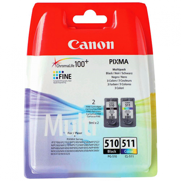 BİTMEYEN KARTUŞLU CANON PG-510 + CL-511 SİYAH VE RENKLİ ORJİNAL