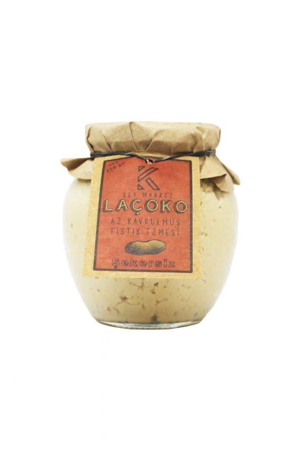 Laçoko Şekersiz Katkısız Glutensiz Vegan Doğal Az Kavrulmuş Çiğ Fıstık Ezmesi 350 G