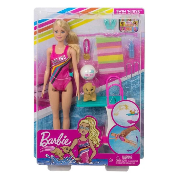 Barbie Seyahatte Yüzücü Barbie Oyun Seti GHK23 Lisanslı Ürün