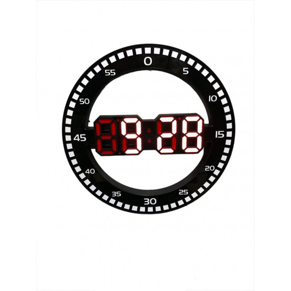 Enarose 3D Led Dijital (Saat - Takvim ve Sıcaklık) Elektrikli İthal Duvar ve Masa Saati Kırmızı - 2