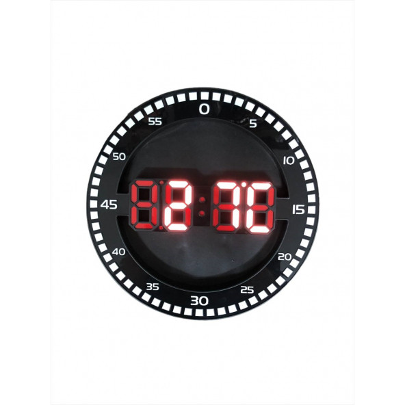 Enarose 3D Led Dijital (Saat - Takvim ve Sıcaklık) Elektrikli İthal Duvar ve Masa Saati Kırmızı - 3
