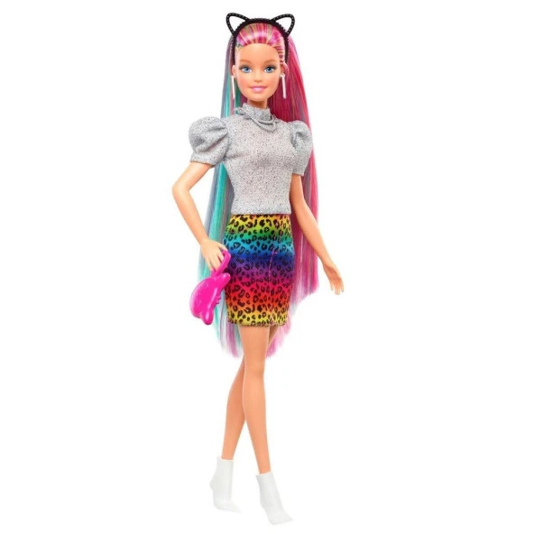 Barbie Leopar Desenli Saçlar Bebeği GRN81 - GRN 80 Lisanslı Ürün