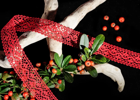 ALKA DANTEL MERSERİZE KOPANAKİ 10 METRE 8752 MERSERİZE RED - 2