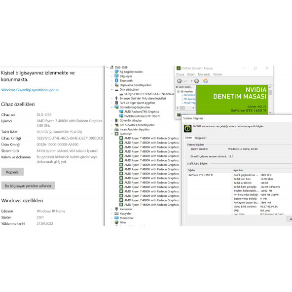 HP Pavilion Gaming 15-EC1017NT 24D50EA İKİNCİ EL GARANTİLİ AMD Ryzen 7 4800H 16GB 512GB SSD GTX1650Ti 15.6" FHD - Resim 10